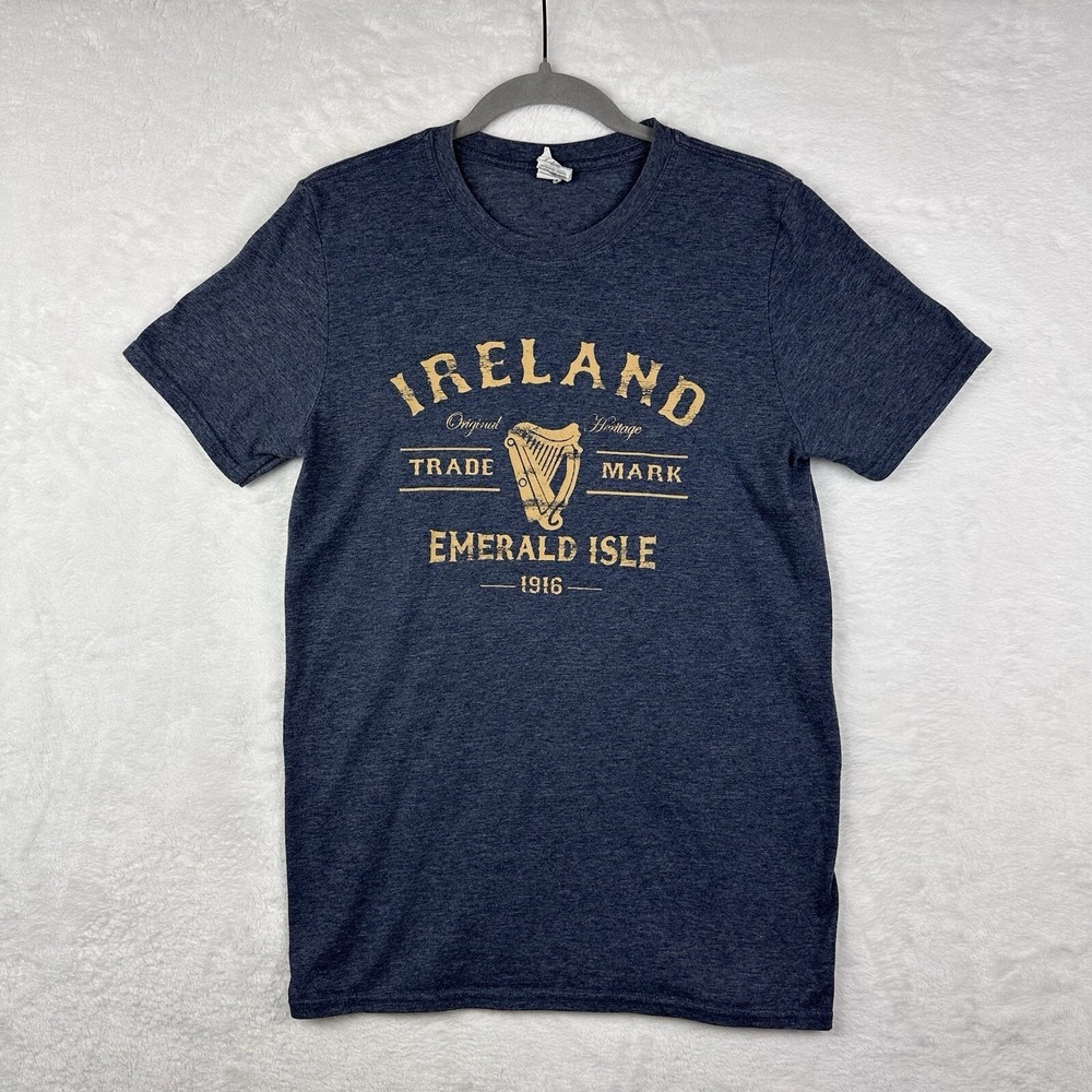 Ireland Emerald Isle T‎ Shirt Mens Medium Graphic Short Sleeve Stretch Tee Gray